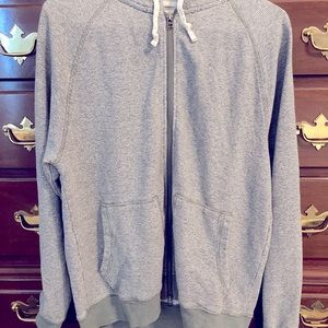 Huckberry Wellen Hemp Zip Hoodie in striped olive